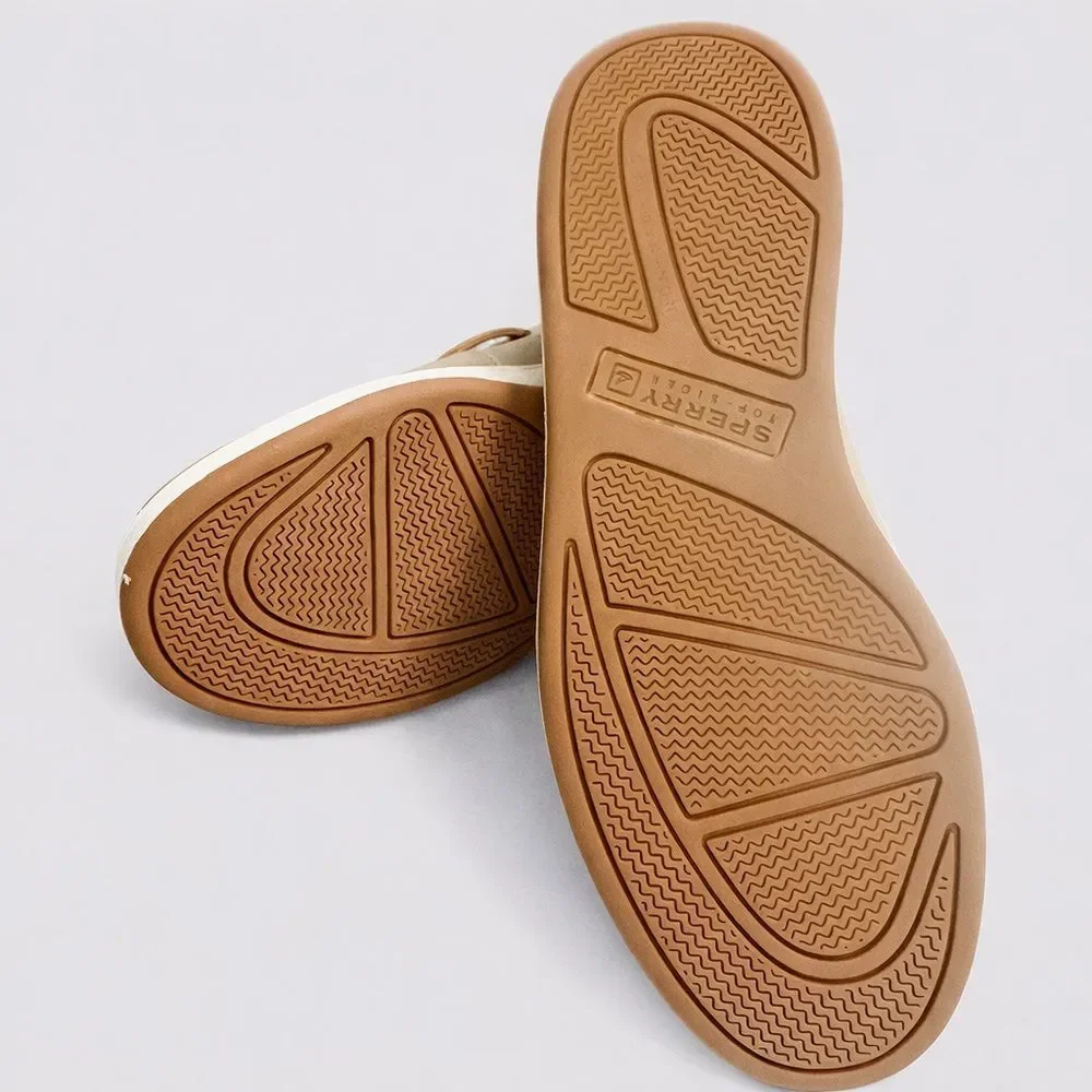 Sperry Cup II Boat Shoes Boys Size 6 Leather Beige Memory Foam Loafers